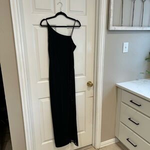 Black Spaghetti Strapped Evening Dress